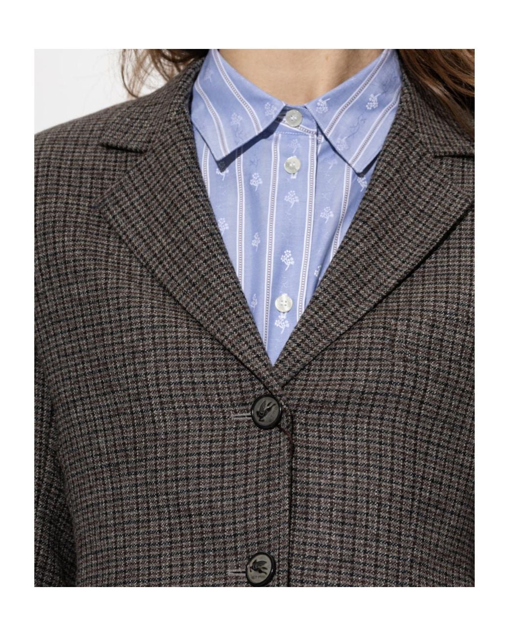 Etro Black Checked Tailored Blazer