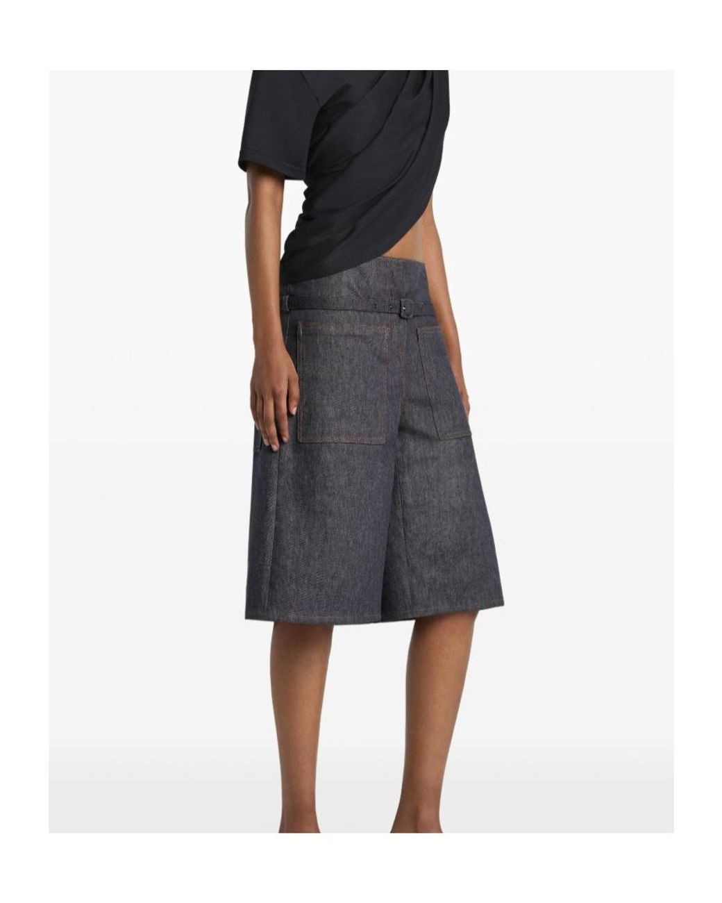 Courreges Gray Courrèges Belted Denim Panelled Shorts