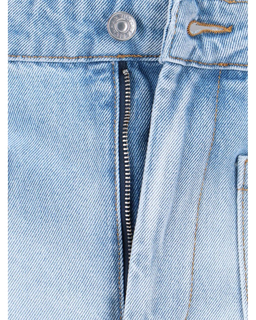 Victoria Beckham Blue Logo Patch Flared Jeans