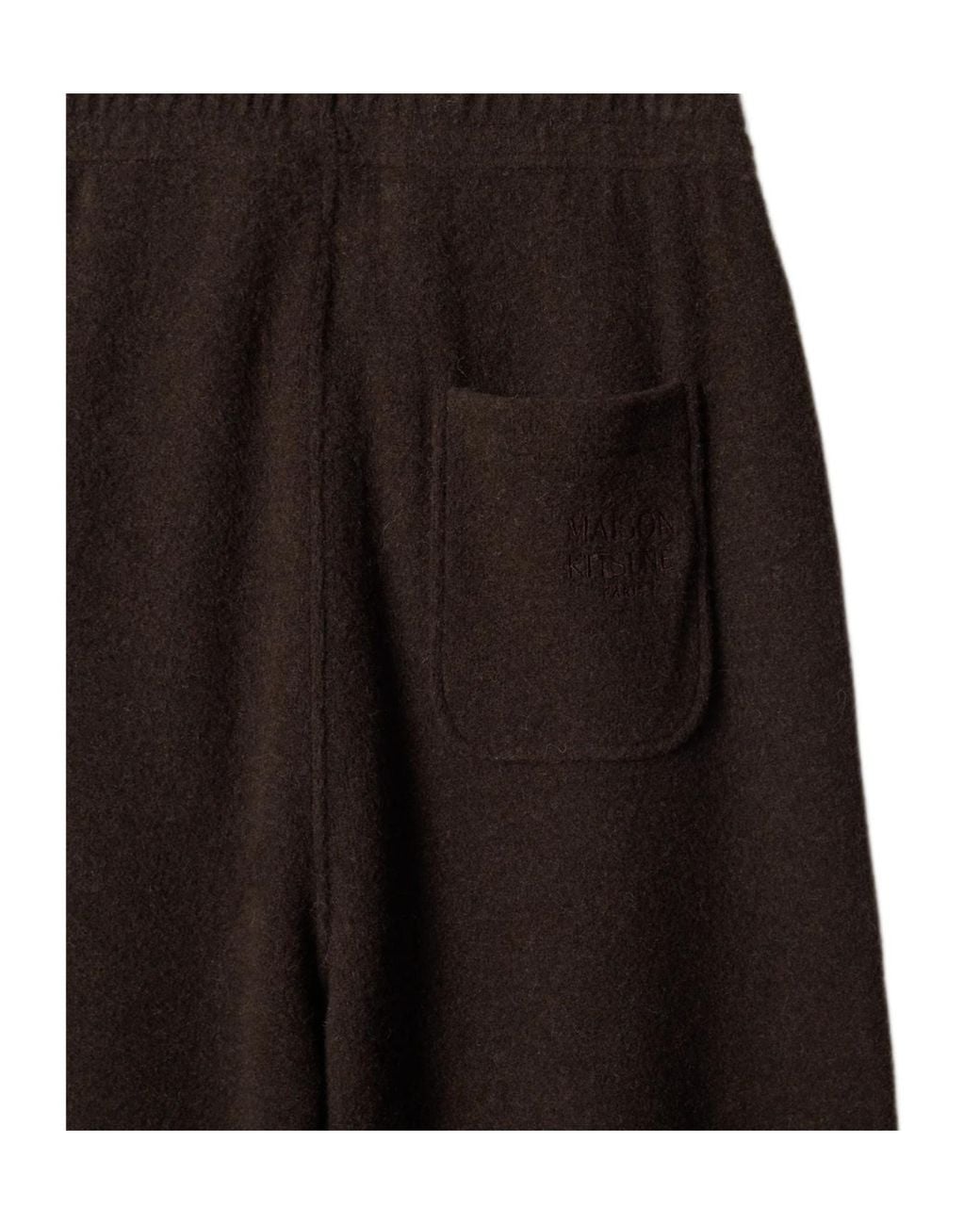 Maison Kitsuné Black Wool Fleece Wide Leg Jog Pants for men