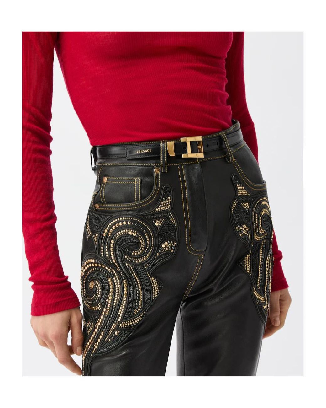 Versace Black Logo Leather Belt