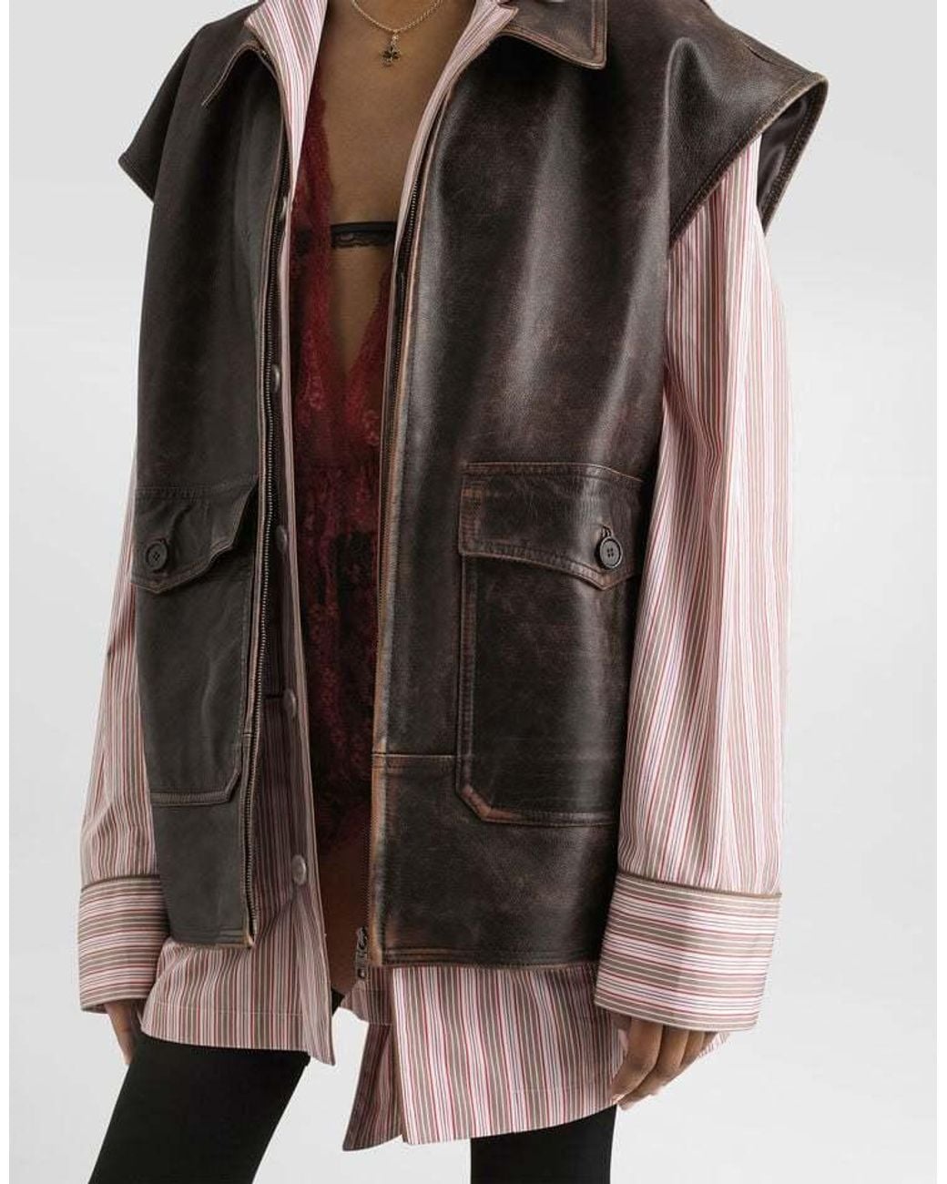 Dolce & Gabbana Brown Zip-Up Vest