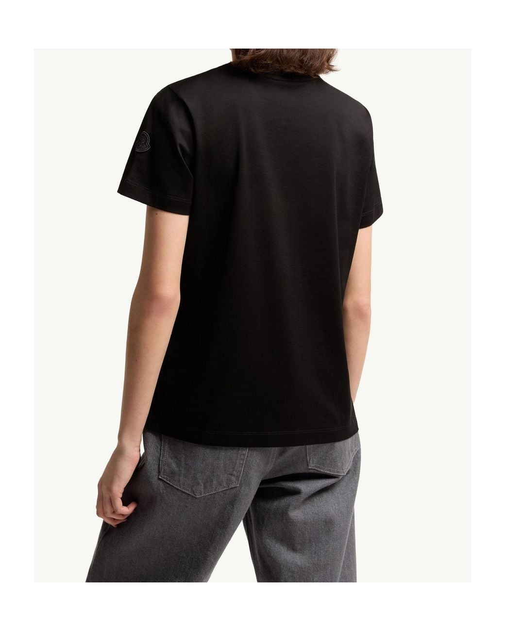 Moncler Black Button Detailed Crewneck T-Shirt