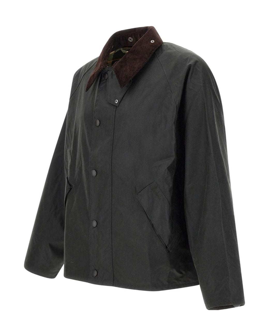 Barbour Black Corduroy Collar Buttoned Jacket for men