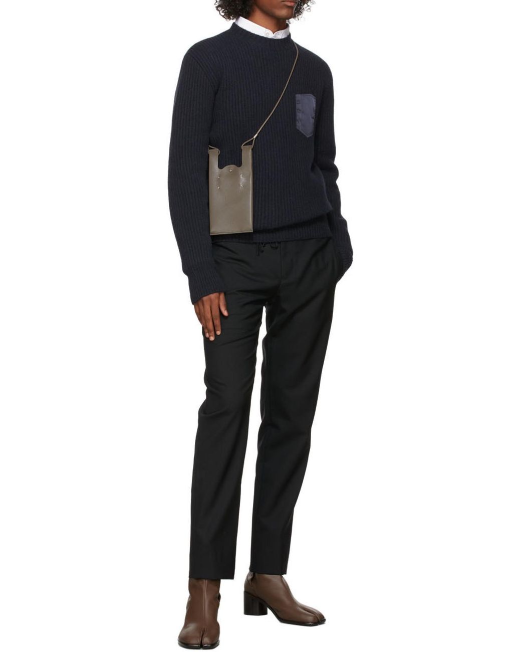 Maison Margiela Black Drawstring Tailored Trousers for men
