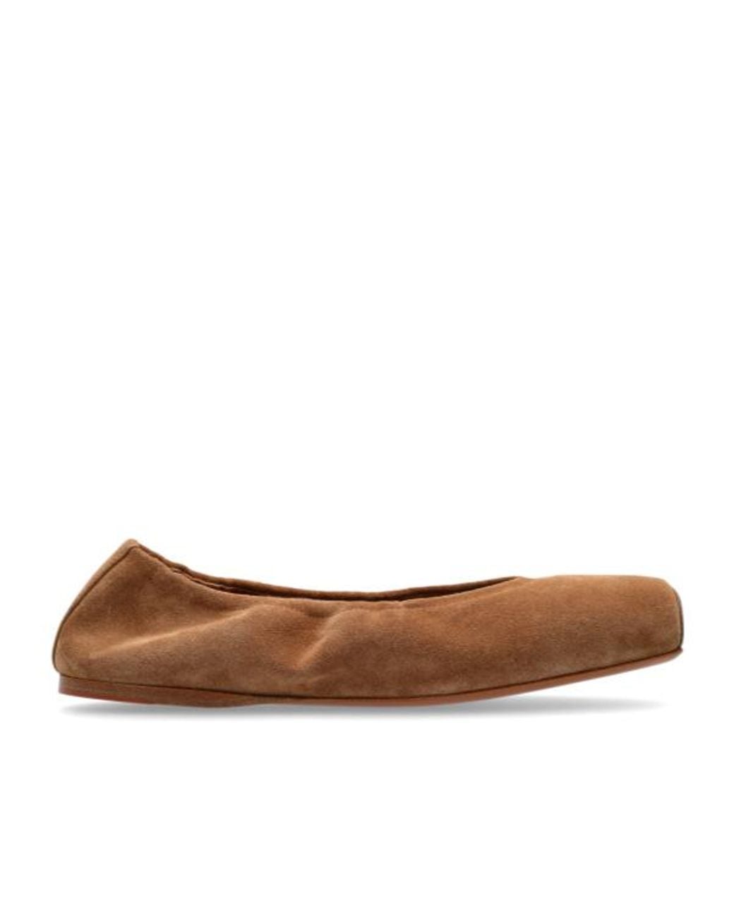 Alaïa Brown Leather-Trimmed Suede Ballet Flats
