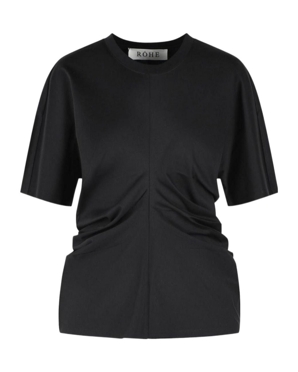 Rohe Black Draped Cotton-Blend T-Shirt