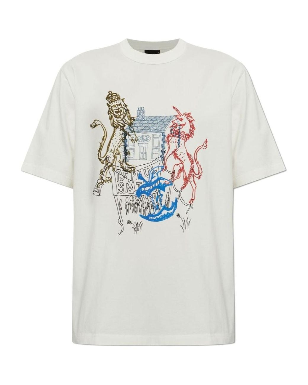 Paul Smith White Ps Graphic Print T-Shirt for men