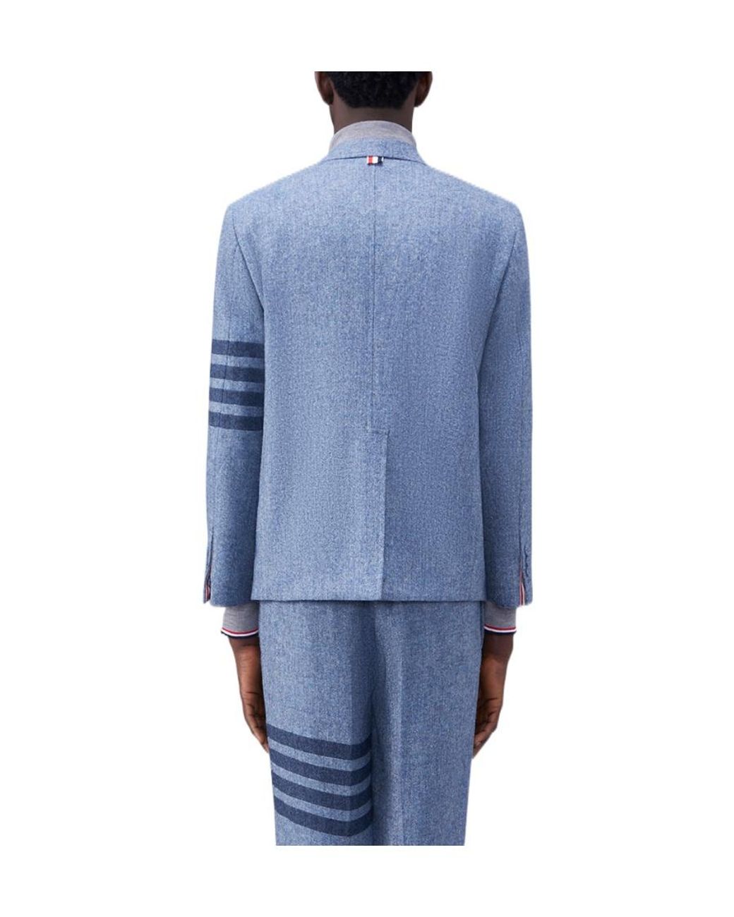 Thom Browne Blue Stripe-Detailed Single-Breasted Tailored Blazer for men