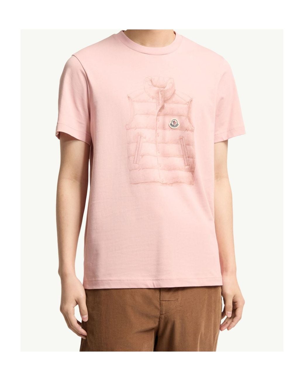 Moncler Pink Padded Gilet Print T-Shirt for men