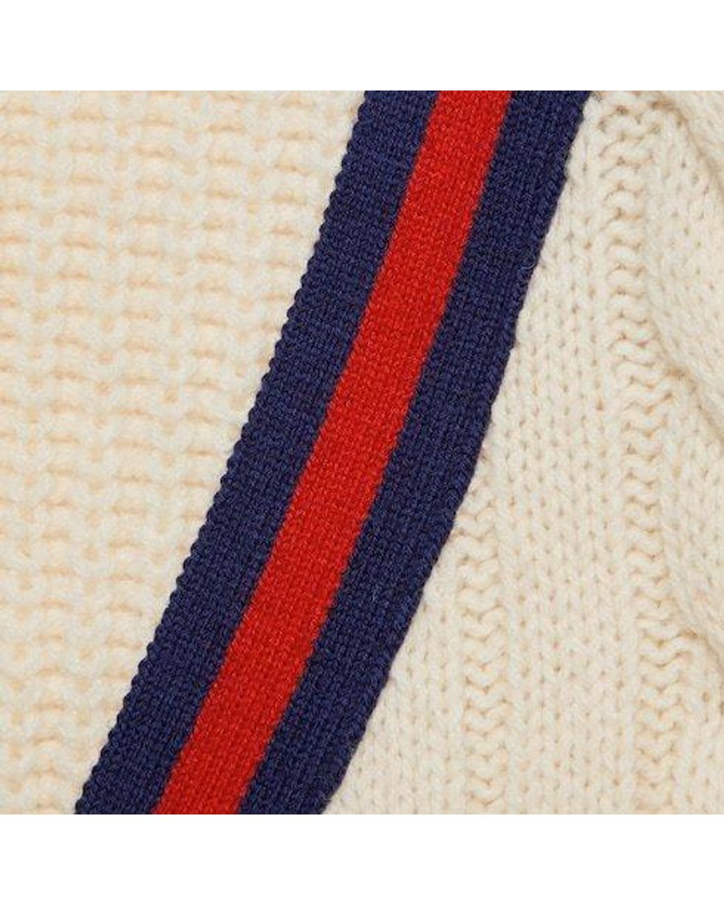 Gucci Natural V-Neck Cable-Knit Cardigan for men