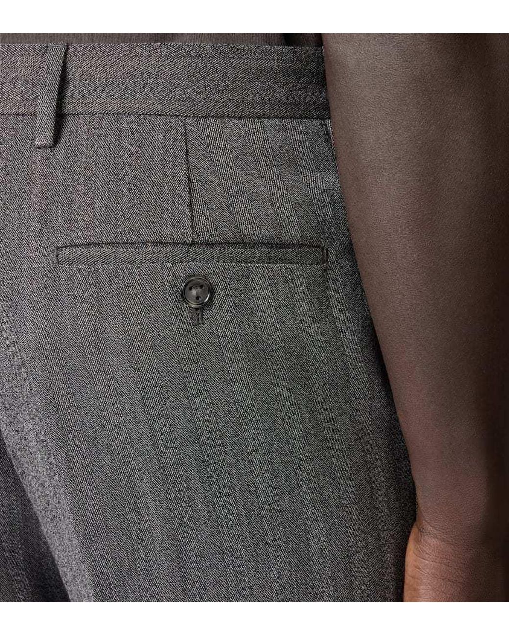 Tod's Gray Creased Straight-Leg Trousers for men