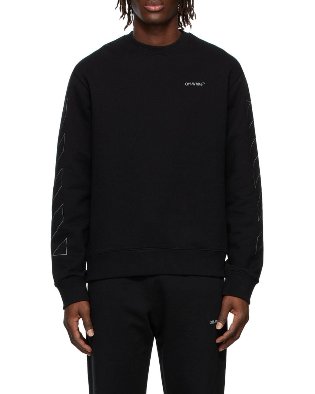 Off-White c/o Virgil Abloh Black Diag Outline Crew-Neck Sweatshirt for men