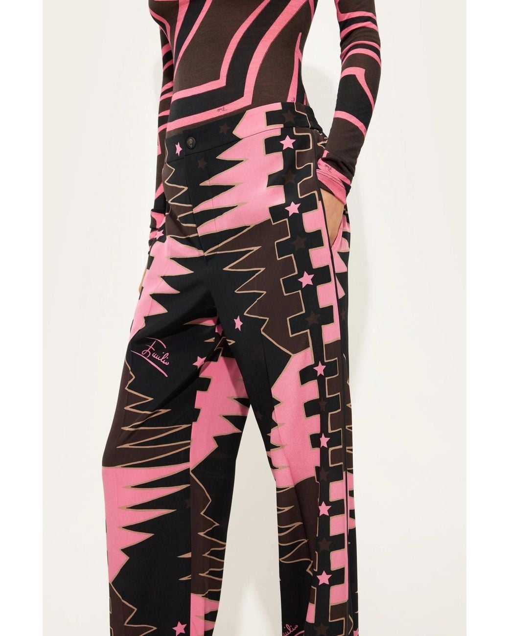 Emilio Pucci Red Patterned Print Casual Pants