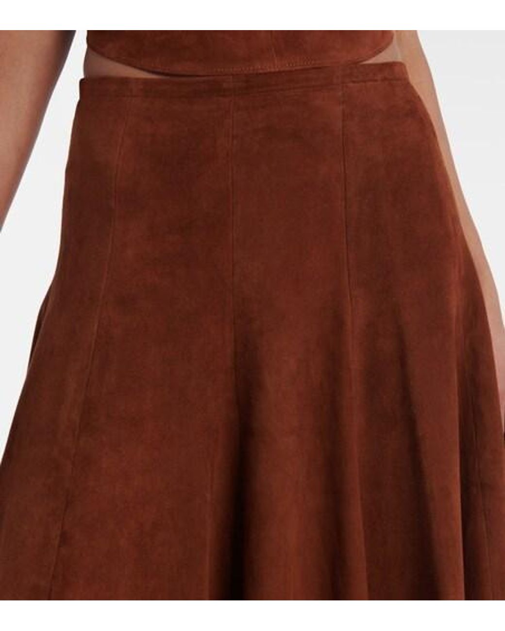 Stouls Brown Sabrina Suede Midi Skirt