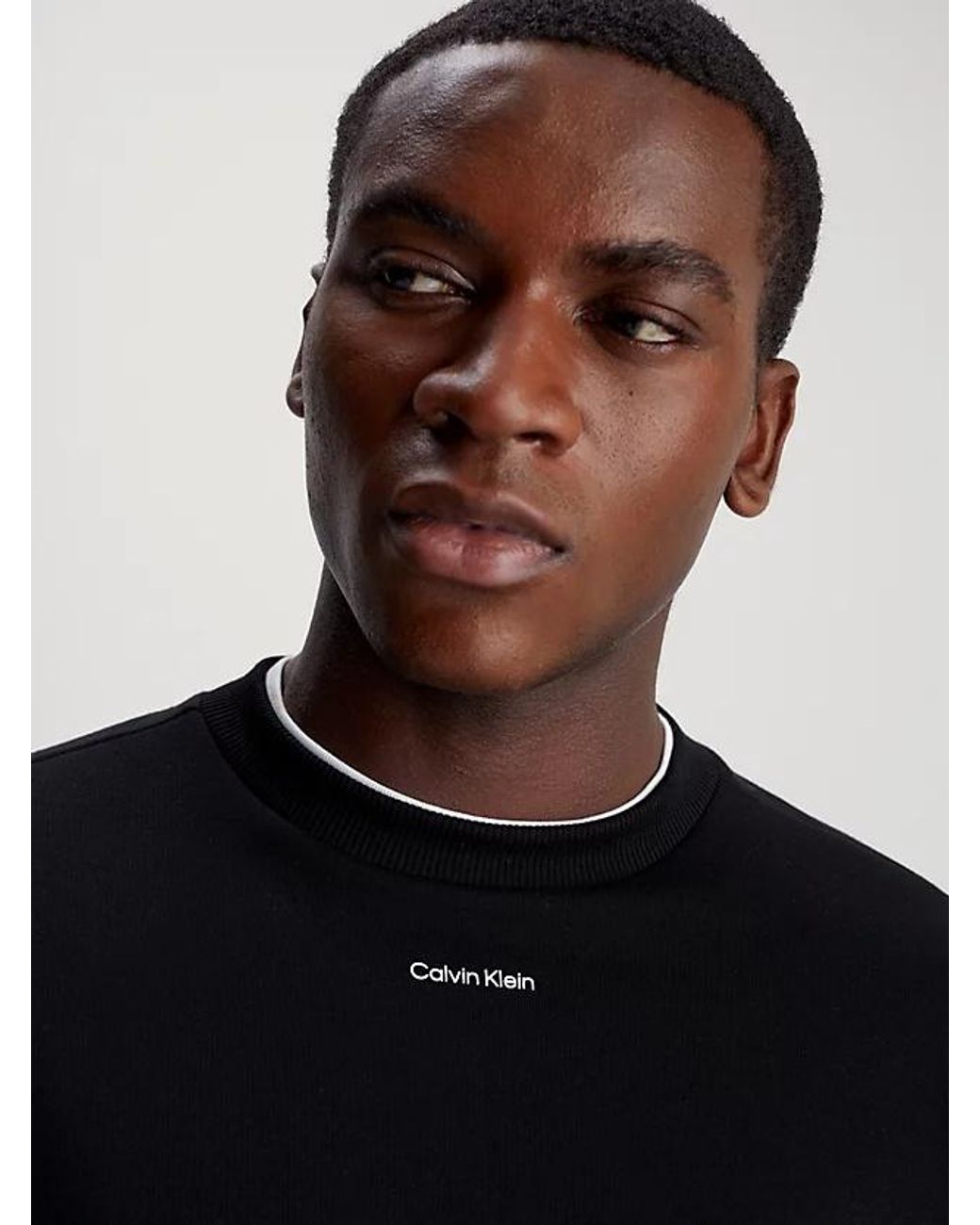 Calvin Klein Blue Round Collar Long Sleeve Sweater for men