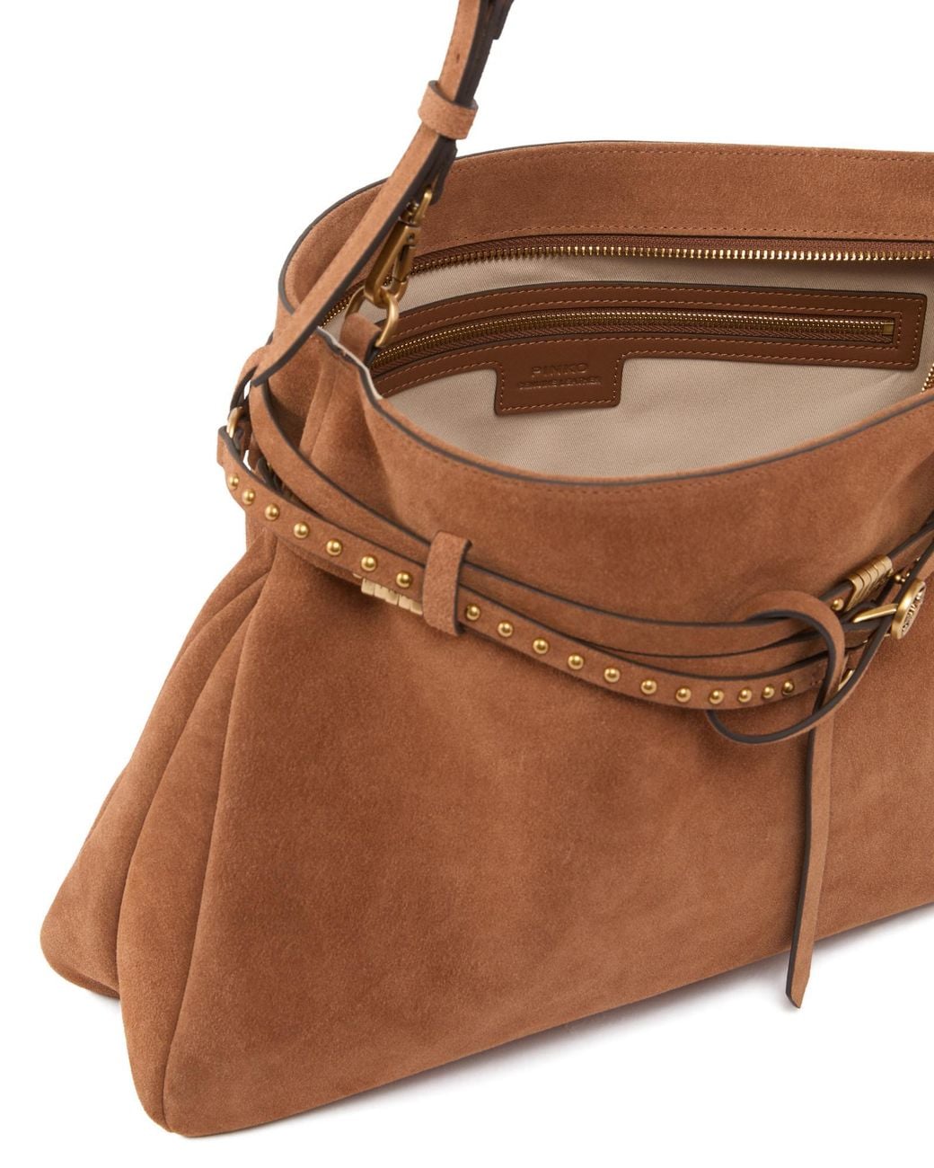 Pinko Brown Belted Large Shoulder Bag