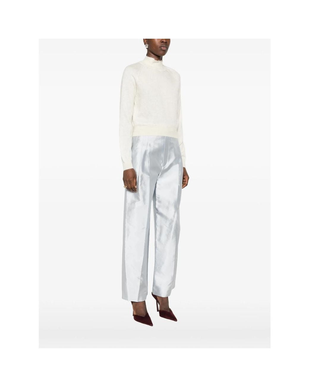 Tom Ford White Cropped Mohair And Silk-Blend Sweater