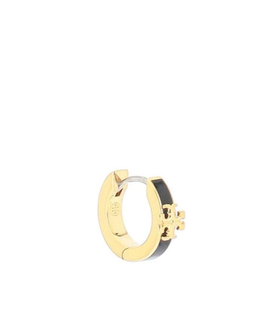 Tory Burch White Kira Enamel Hoop Earrings