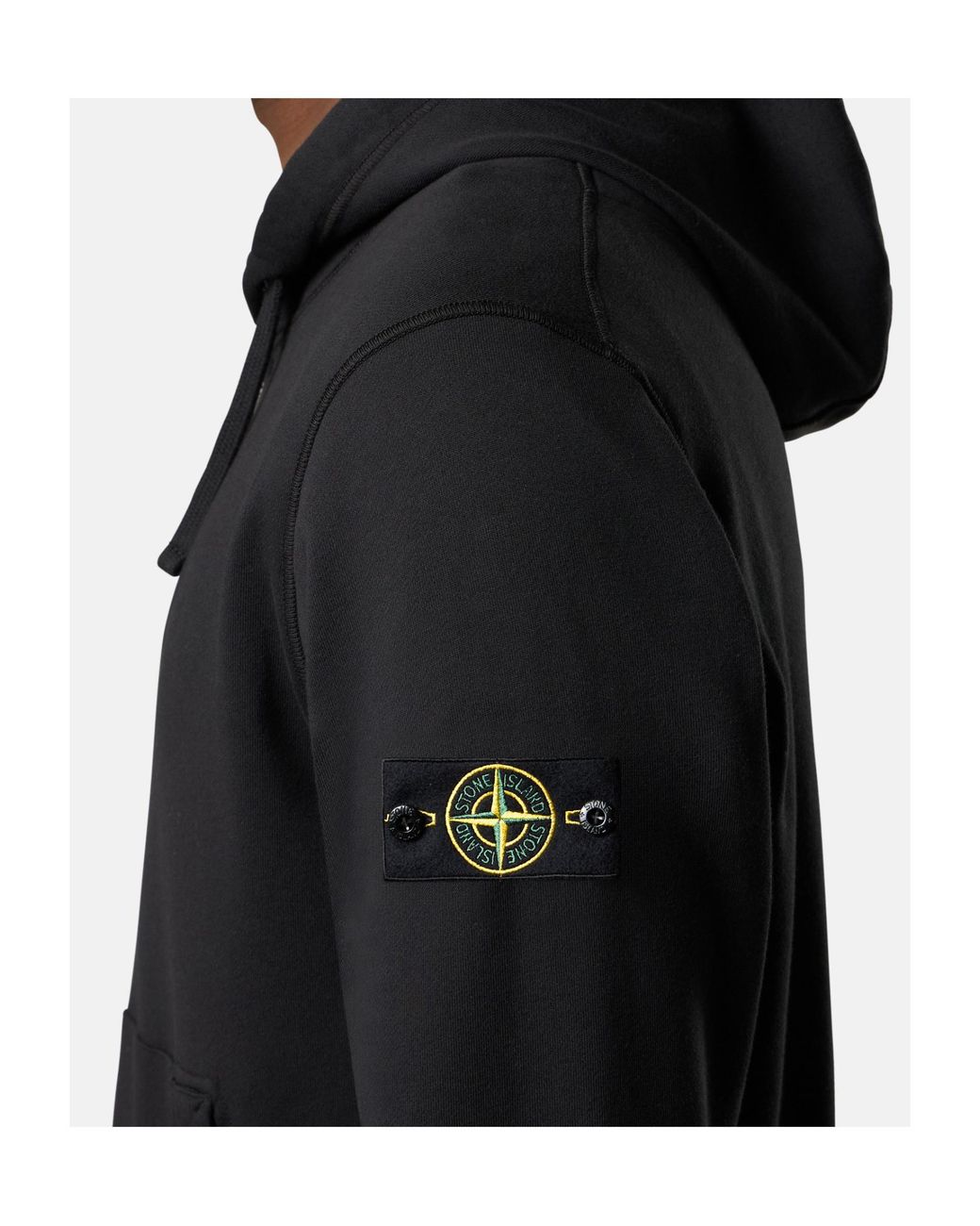 Stone Island Black Zip-Up Drawstring Hoodie for men