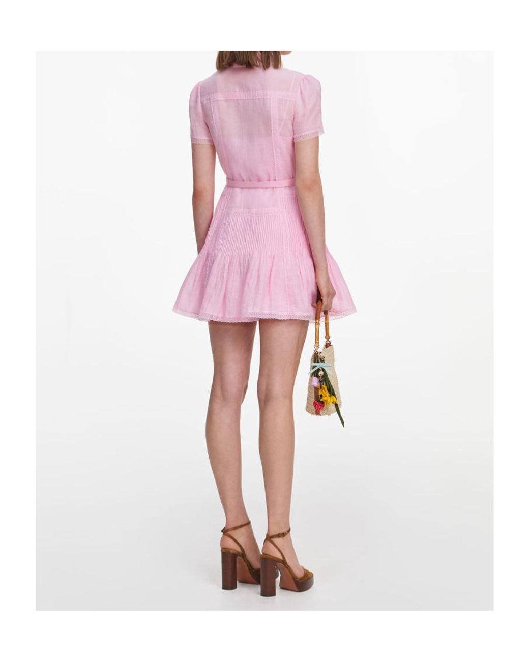 Self-Portrait Pink Embroidered Mini Dress