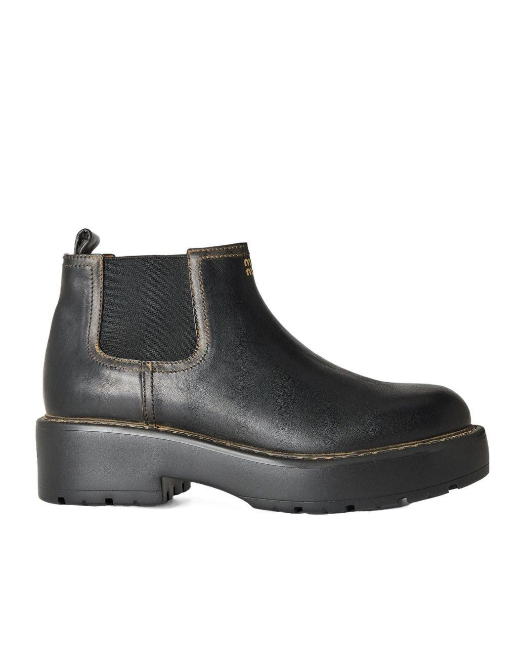 Miu Miu Black Simple Logo Ankle Boots