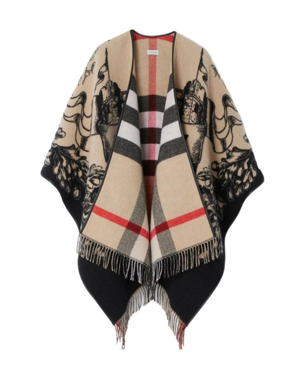 Burberry Multicolor Equestrian Knight Fringed-Edge Cape