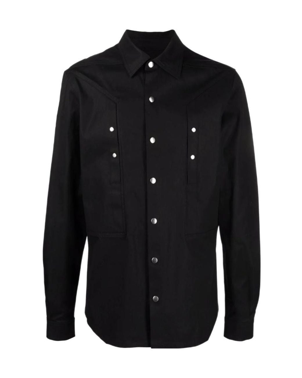 Rick Owens Blue Woven Long-Sleeve Shirt for men