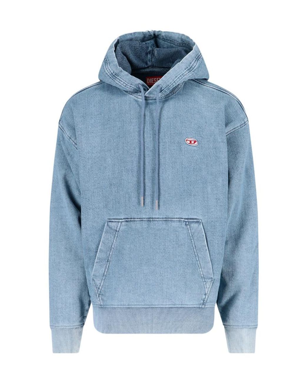 DIESEL Blue Hooded Long-Sleeved Hoodie for men