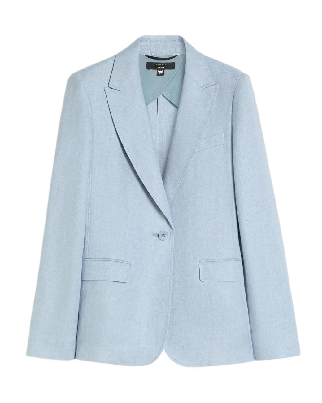 Weekend by Maxmara Blue Single-Breasted Linen Blazer