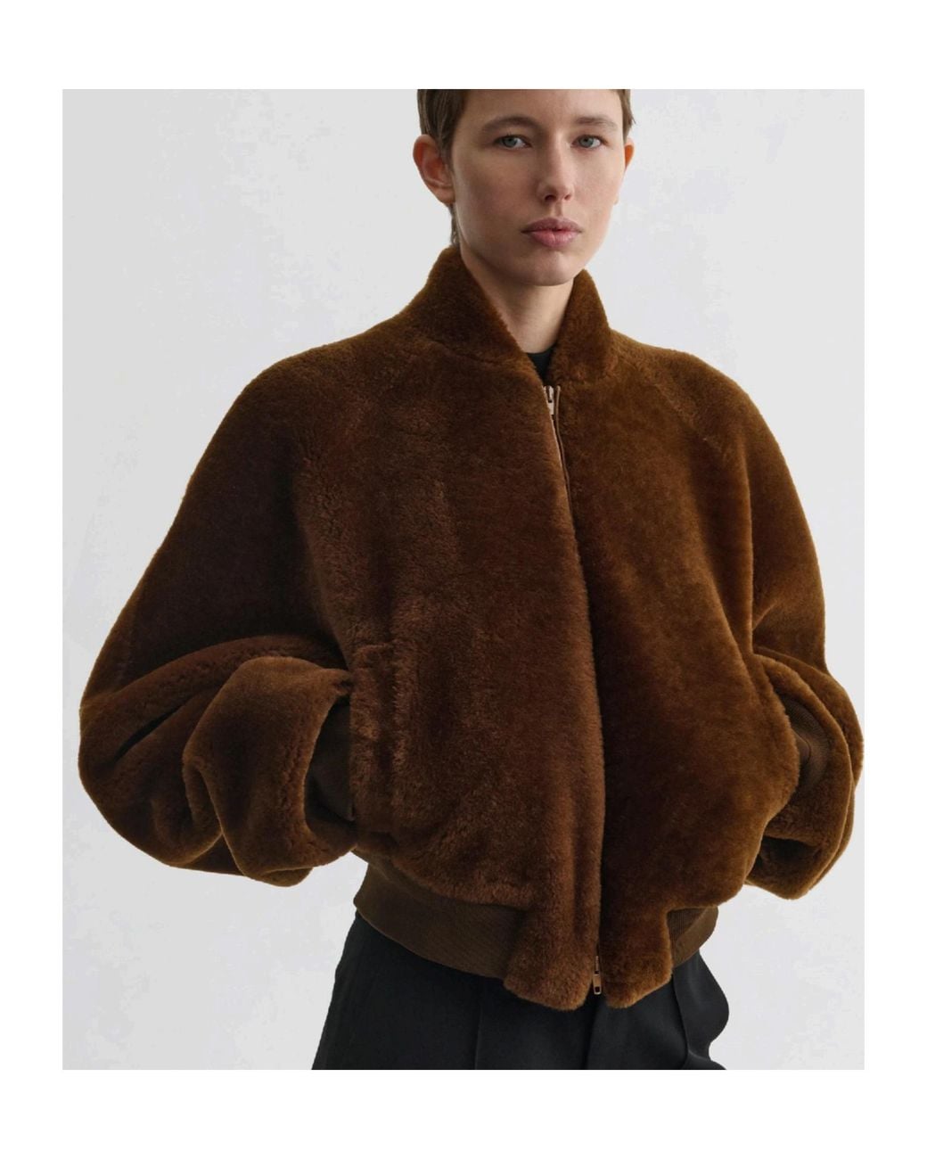 Phoebe Philo Brown Super Soft Bomber Jacket