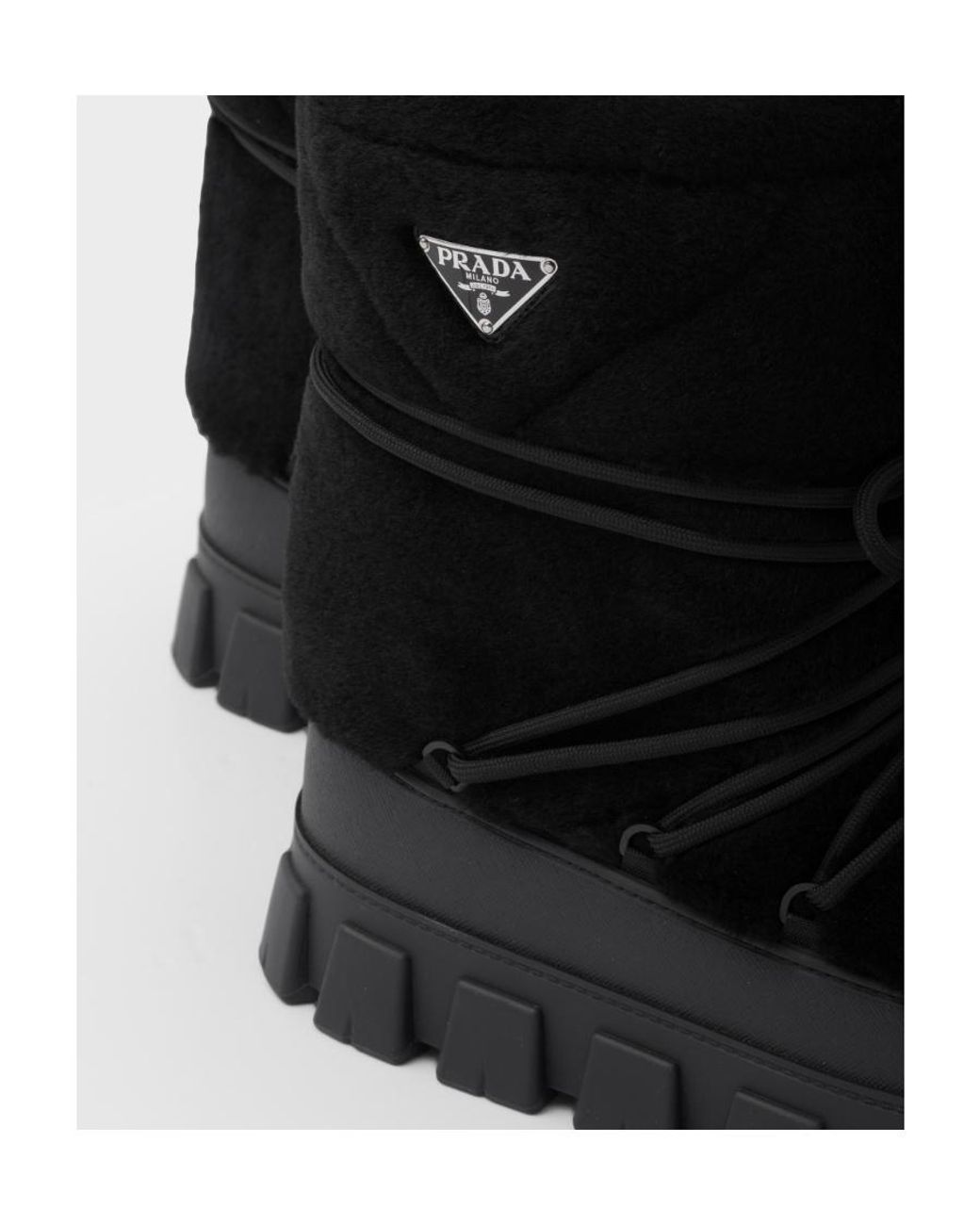 Prada Black Logo Plaque Ankle Boots for men