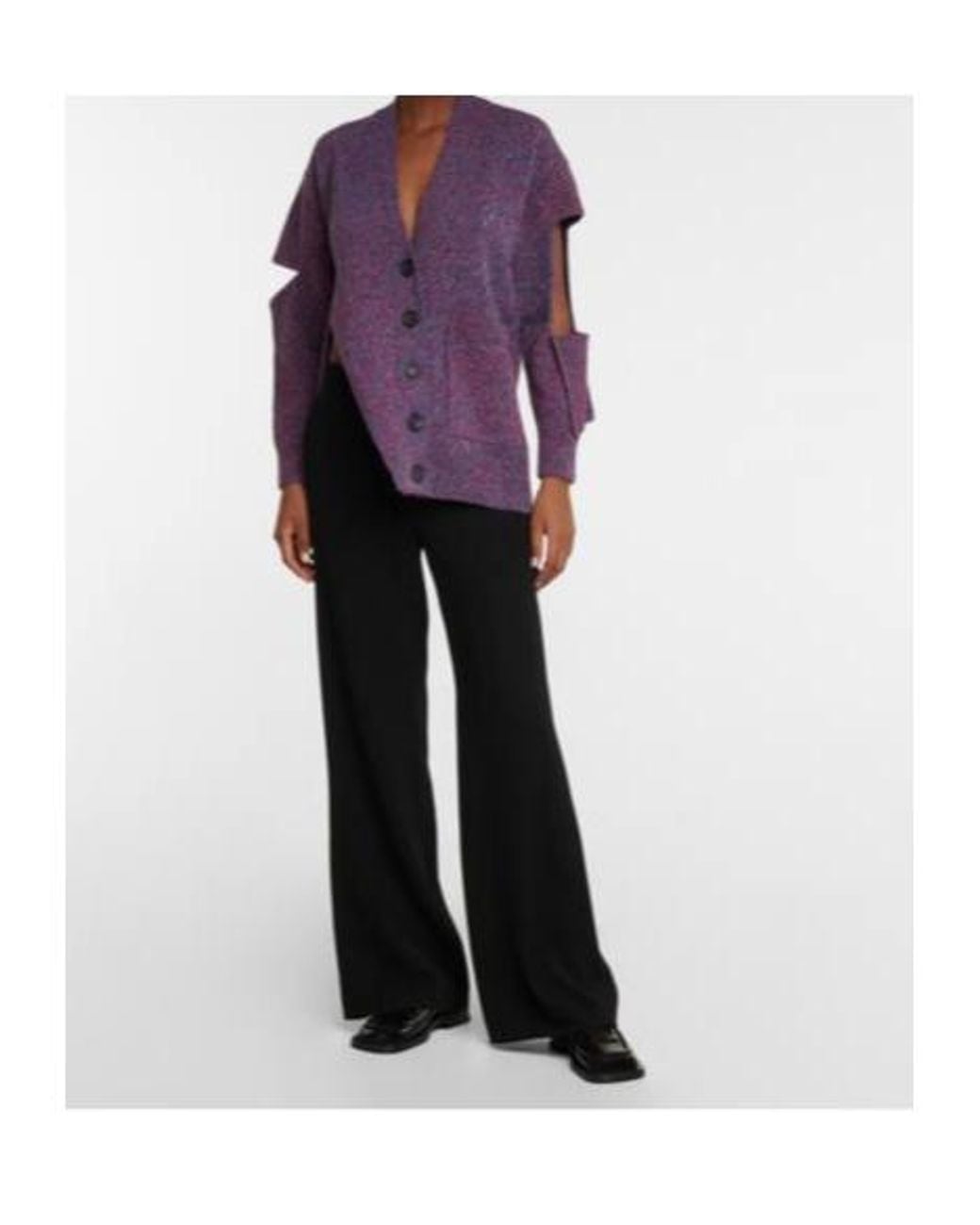 Christopher Kane Purple Deconstructed Virgin Wool Cardigan