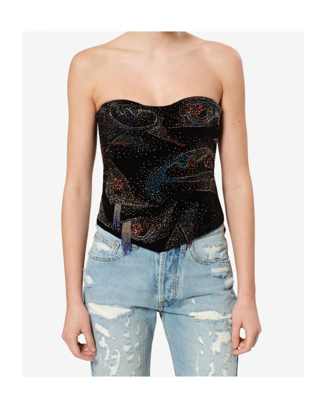 Isabel Marant Blue Jiska Embellished Strapless Top