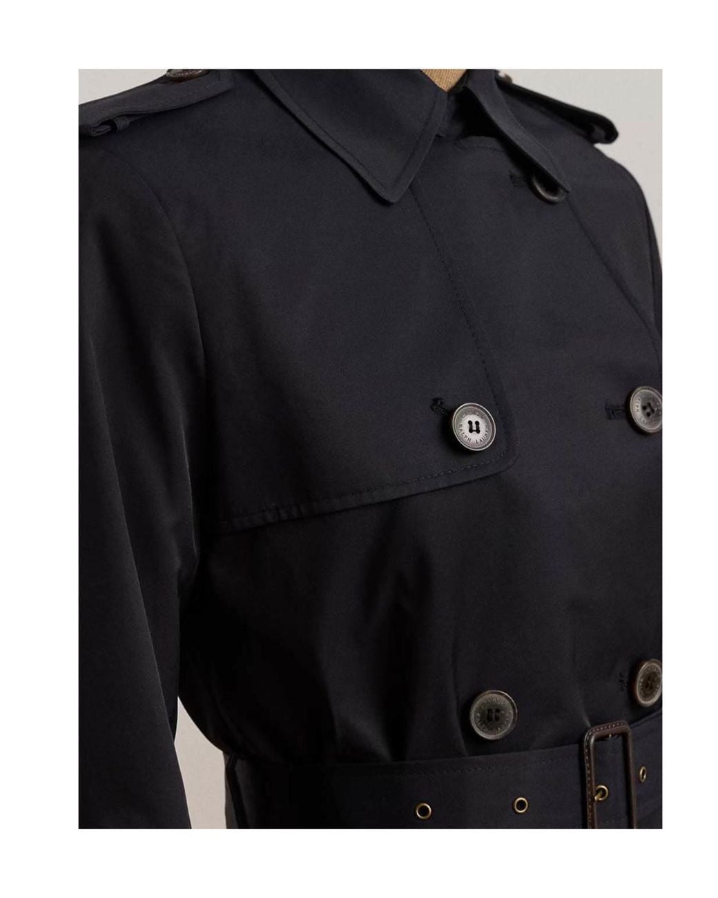 Ralph Lauren Black Double-Breasted Belted Trench Coat