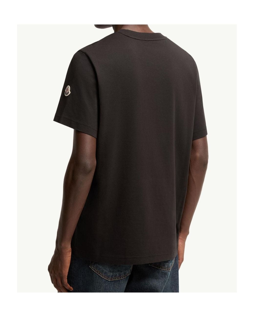 Moncler Black Embroidered Logo T-Shirt for men