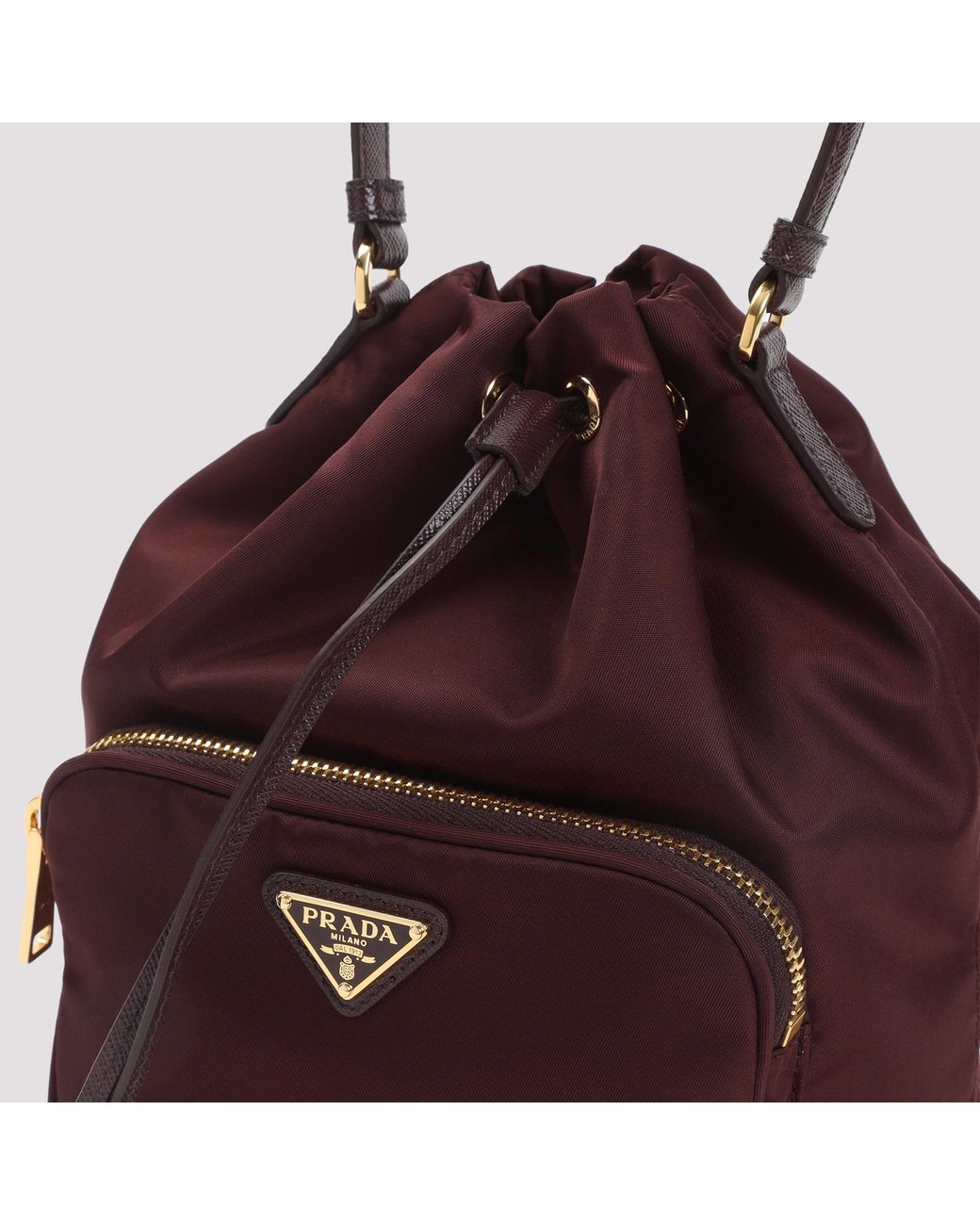 Prada Red Re-Nylon Triangle-Logo Drawstring Bucket Bag