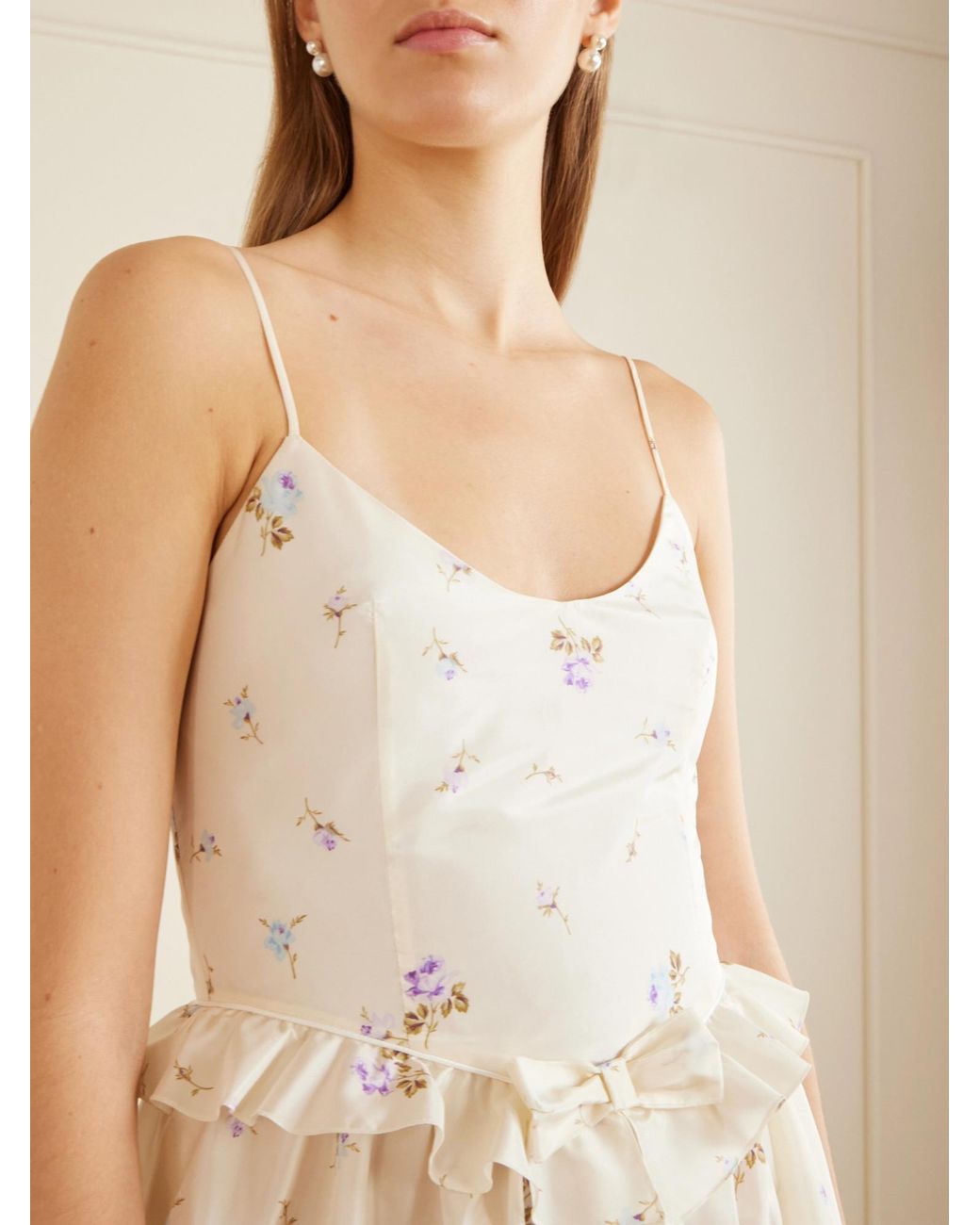 Alessandra Rich White Silk-Taffeta Midi Dress