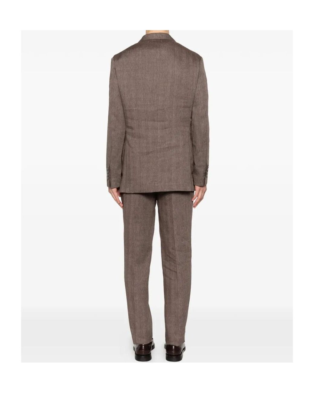 Brunello Cucinelli Brown Double-Breasted Suit for men
