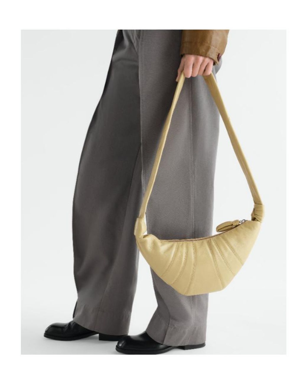 Lemaire White Small Croissant Knotted Shoulder Bag for men