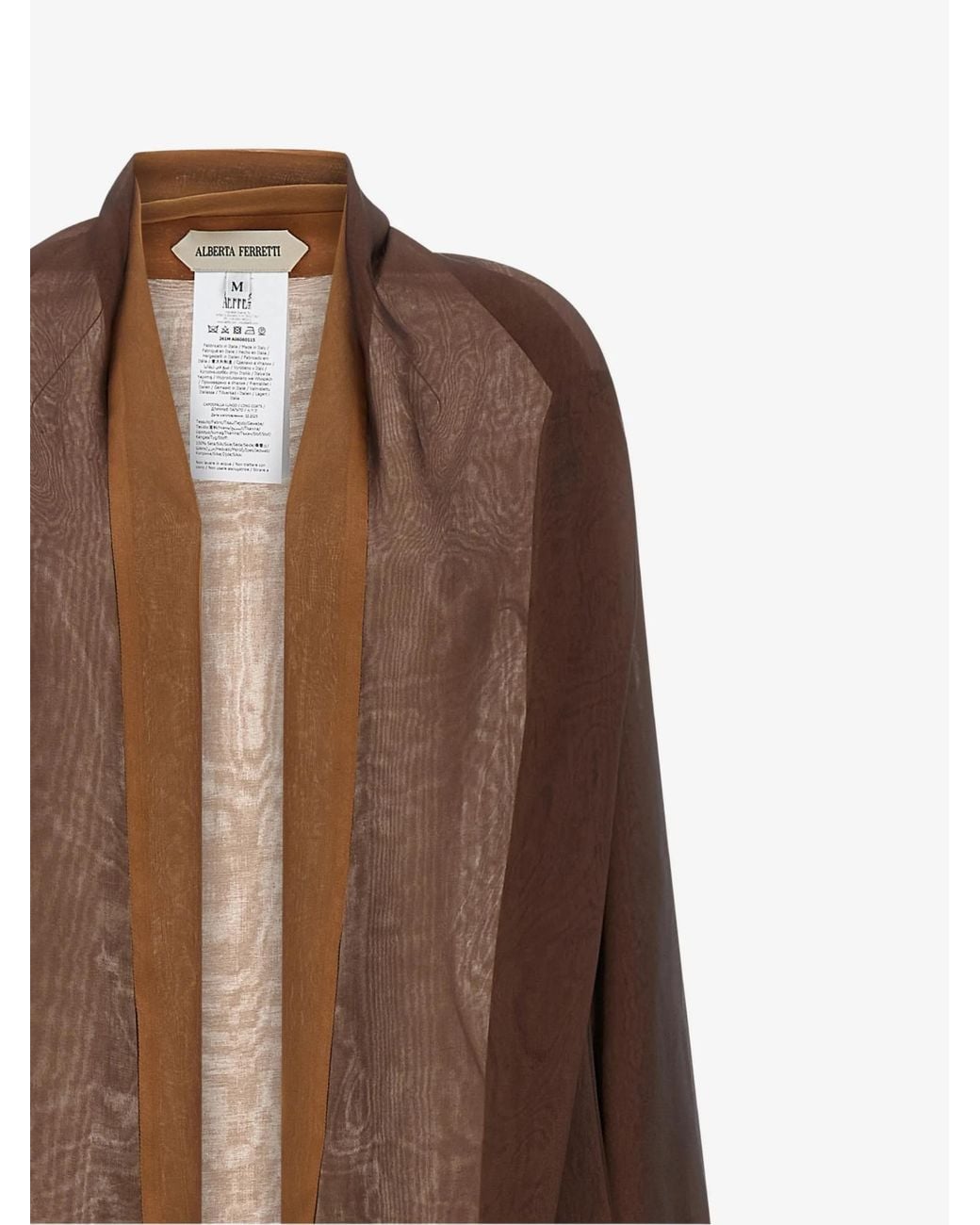 Alberta Ferretti Brown Shawl-Collar Chiffon Cardigan