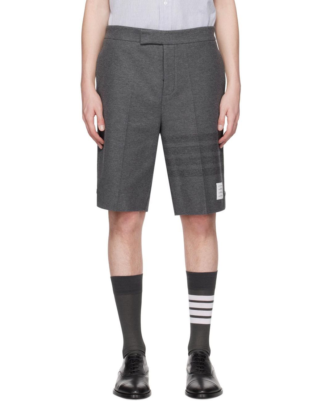 Thom Browne Gray Bar Striped Bermuda Shorts for men