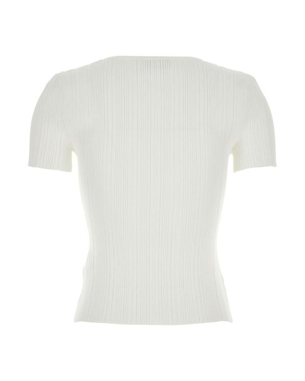 Self-Portrait White Ribbed Lace Trim Top