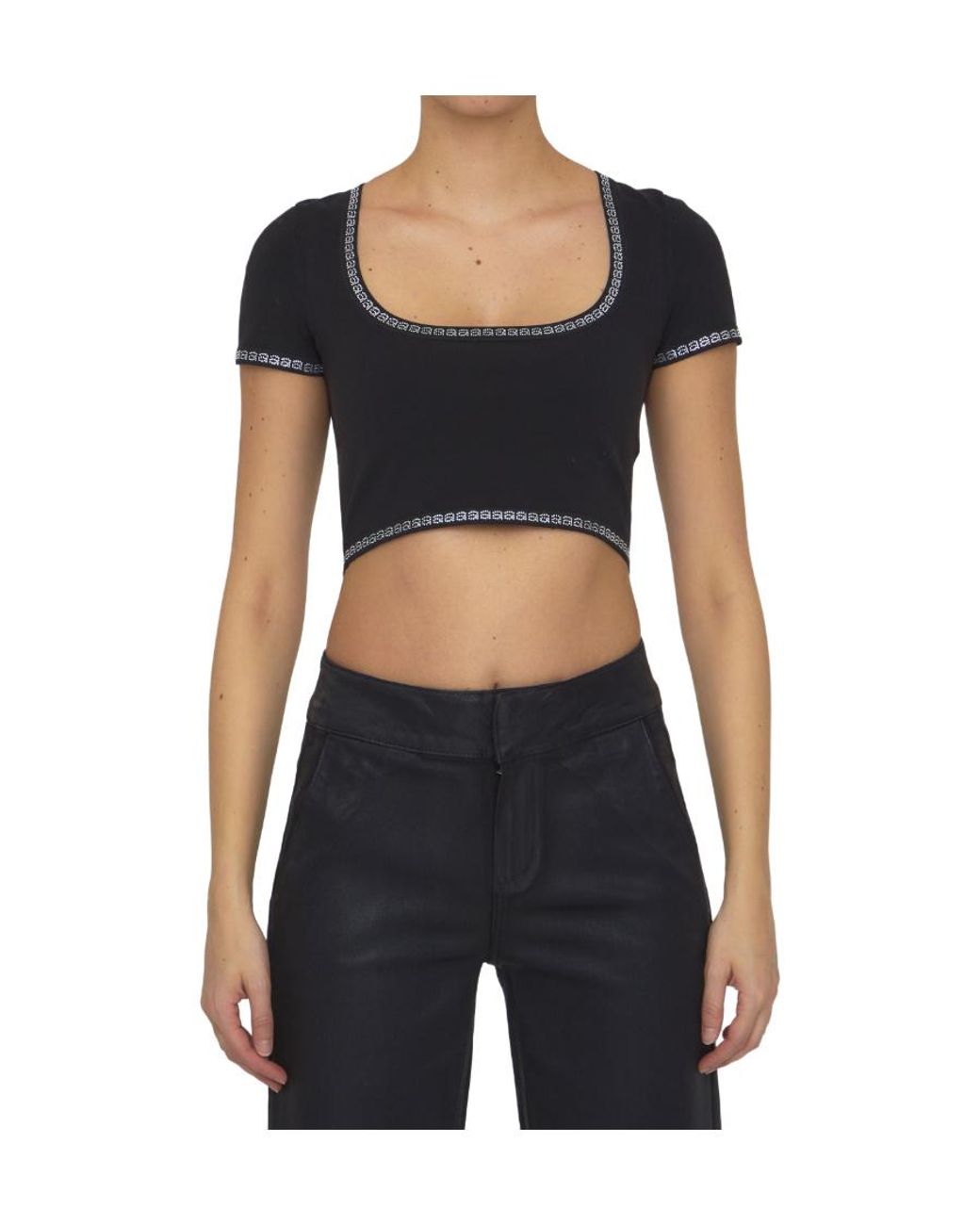 Alexander Wang Black Logo-Detailed Crop Top