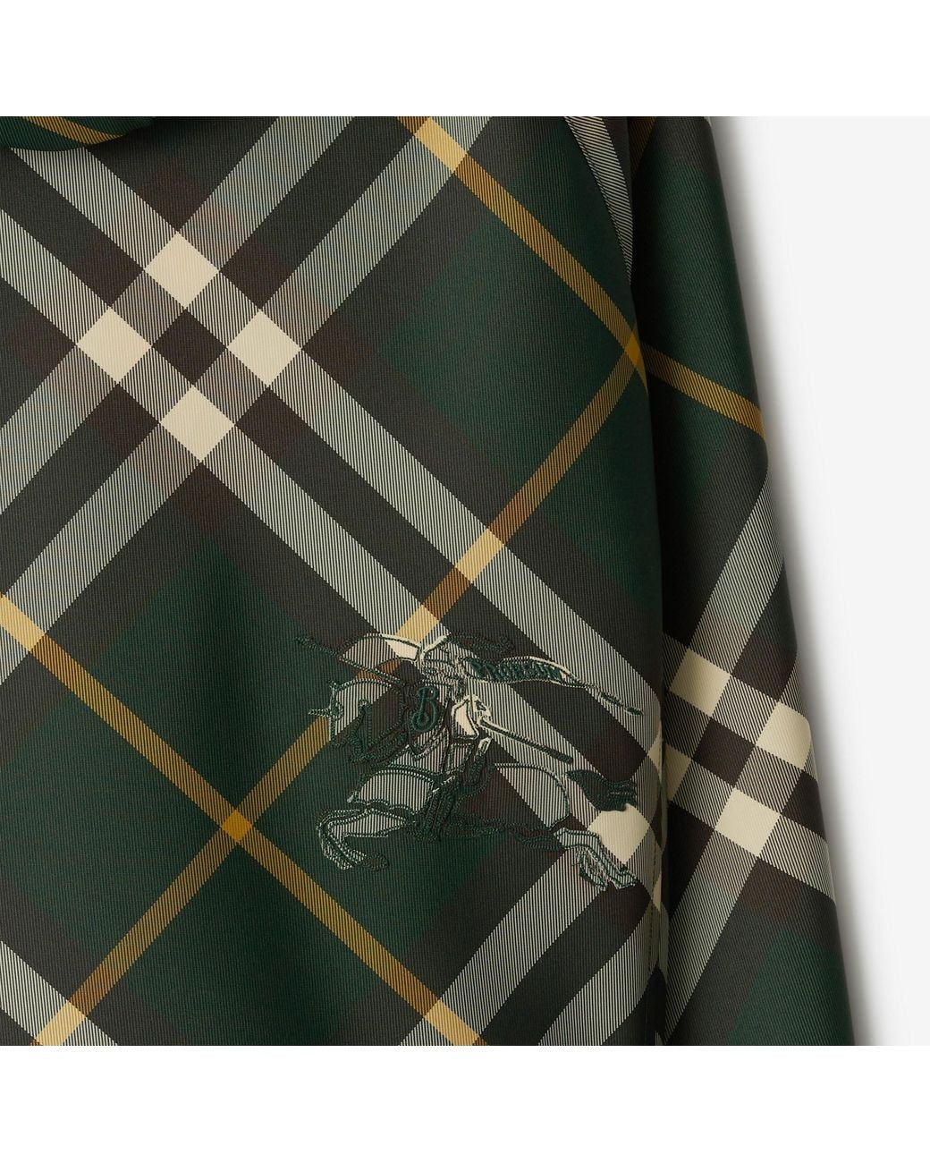 Burberry Green Check-Pattern Zip-Up Hooded Cropped Jacket