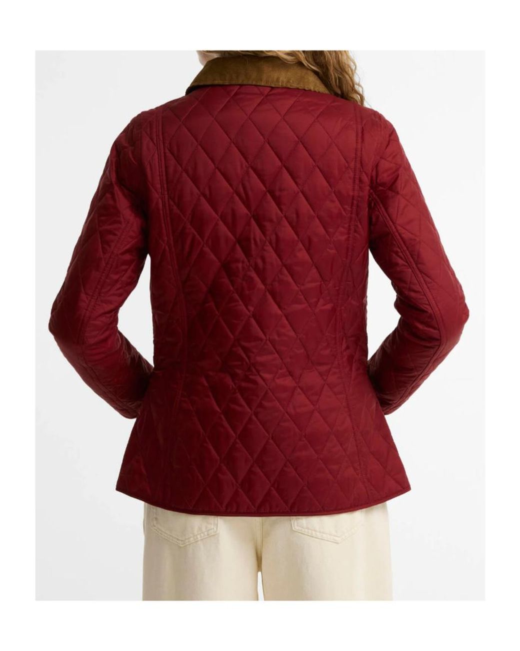 Barbour Red Annandale Quilted Corduroy-Collar Jacket
