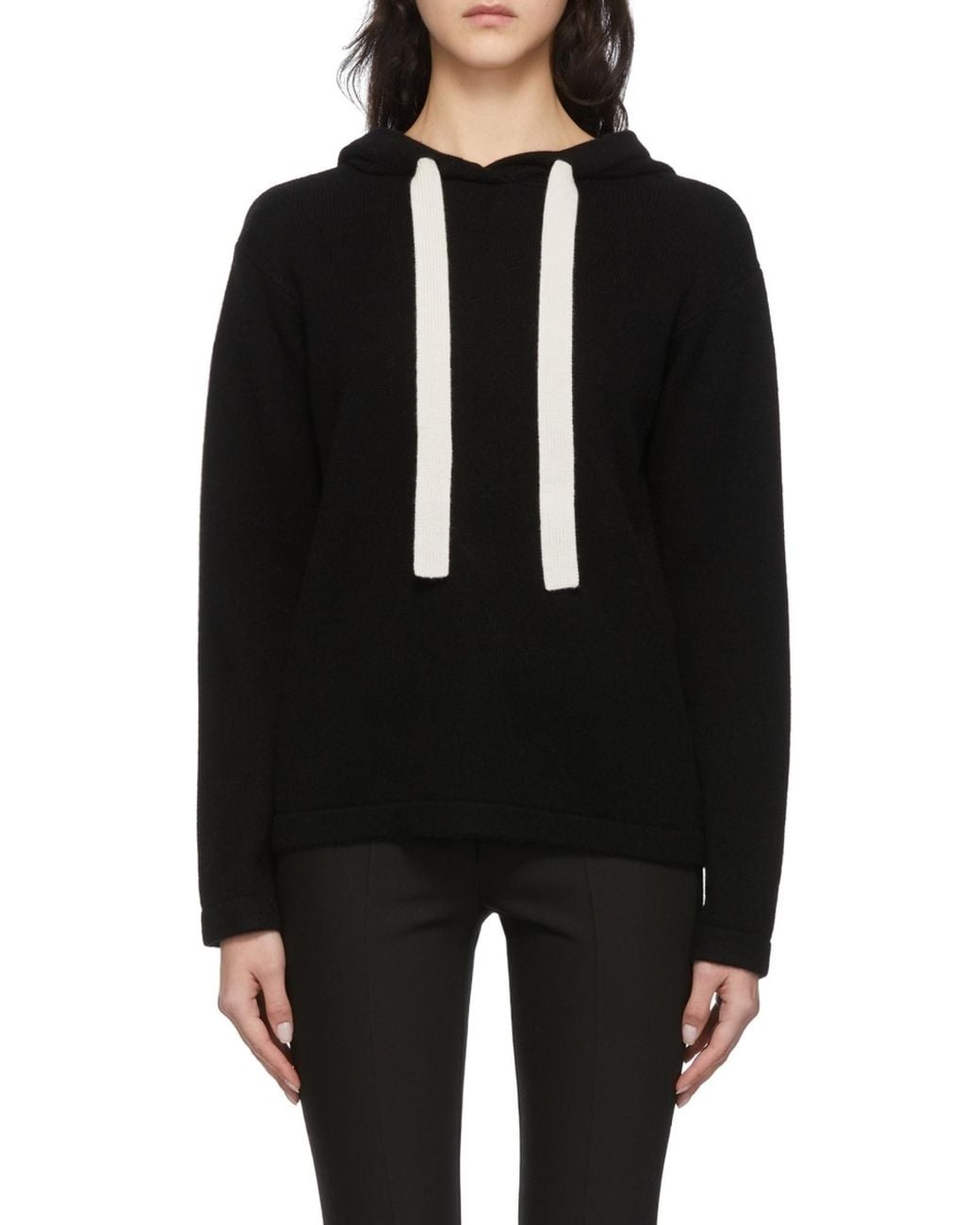 Max Mara Black Hooded Knit Pullover