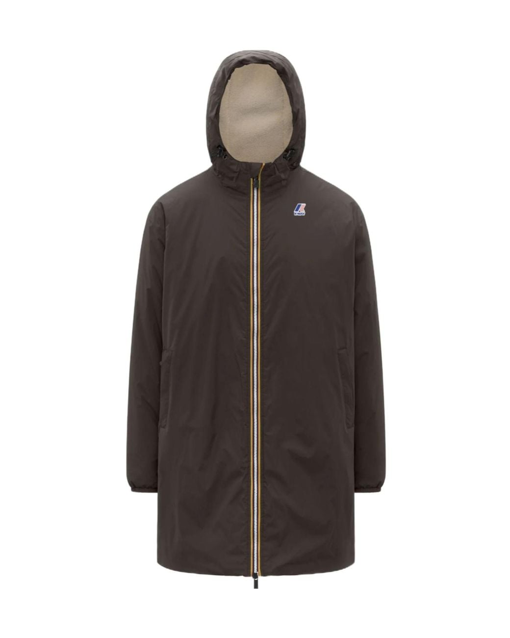 K-Way Brown Le Vrai 4.0 Teddy Hooded Jacket for men
