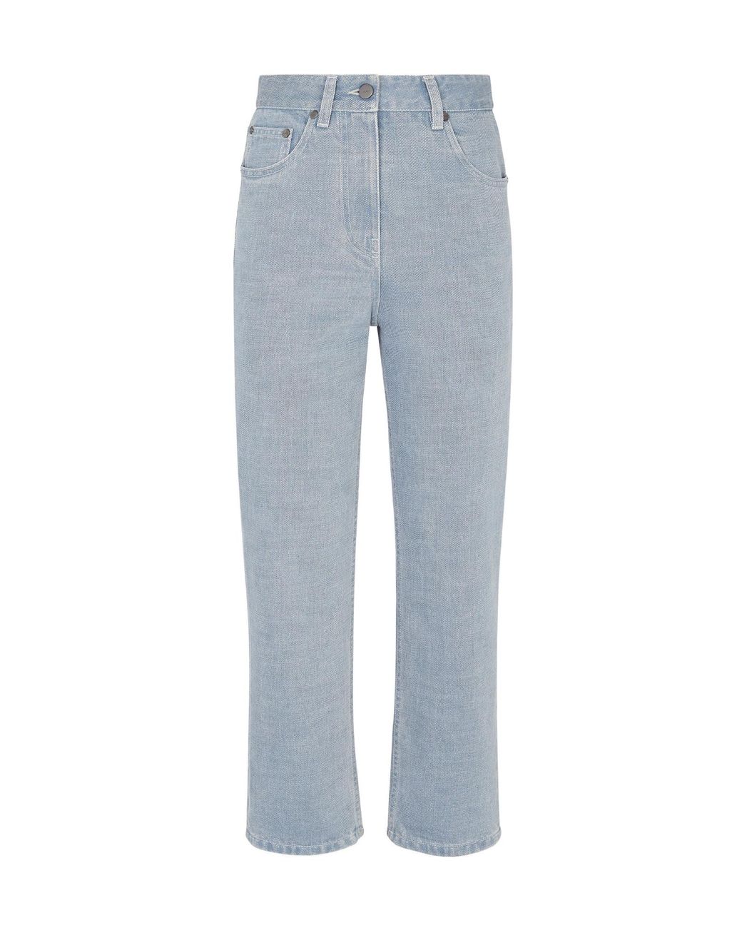 Fendi Blue Logo Detailed Straight-Leg Jeans