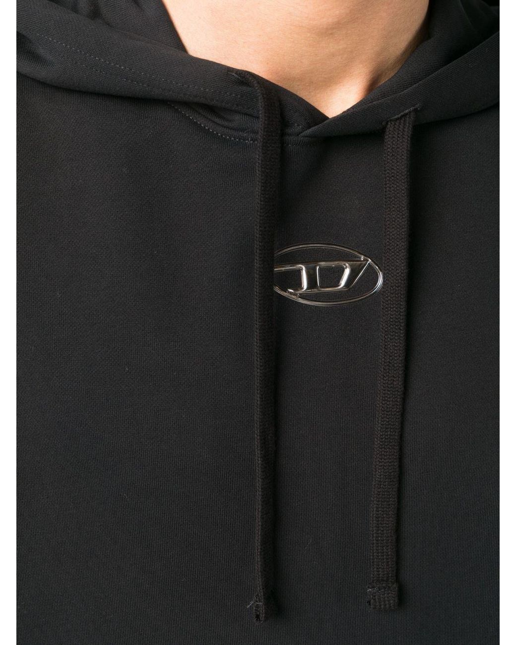 DIESEL Black Macs-Hood-Od Logo Plaque Hoodie for men